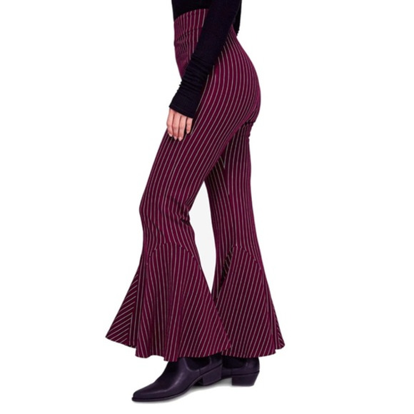 Free People Pants - Free People Pants Mari Ponte High Rise Flare Winterberry Women Sz 4 NEW NWT 511